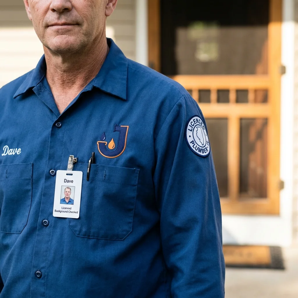Licensed plumber showing ID badge in Metlakatla, AK