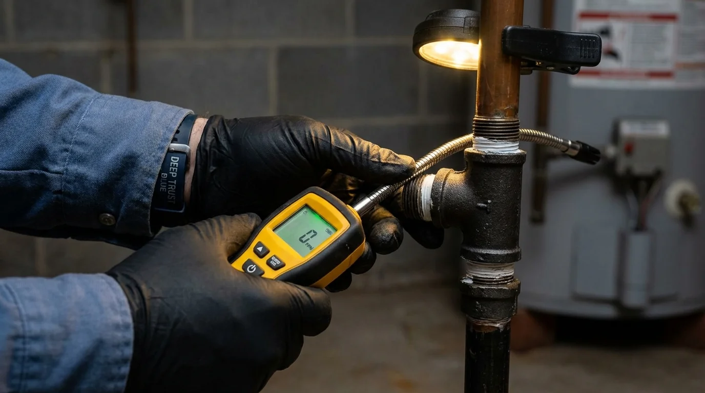 Gas leak detection with electronic sniffer by Johns Plumbing LLC in Metlakatla