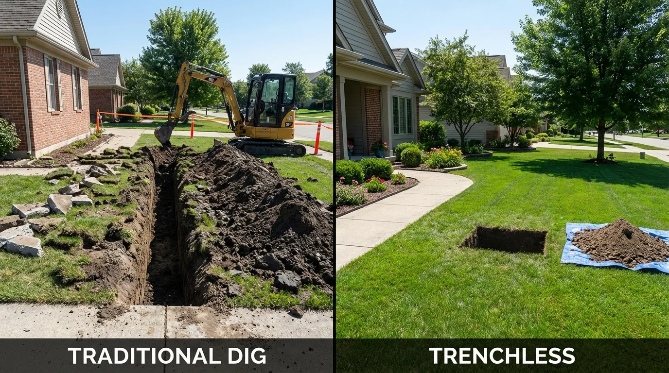 Trenchless sewer repair with minimal yard damage versus traditional excavation in Metlakatla, AK